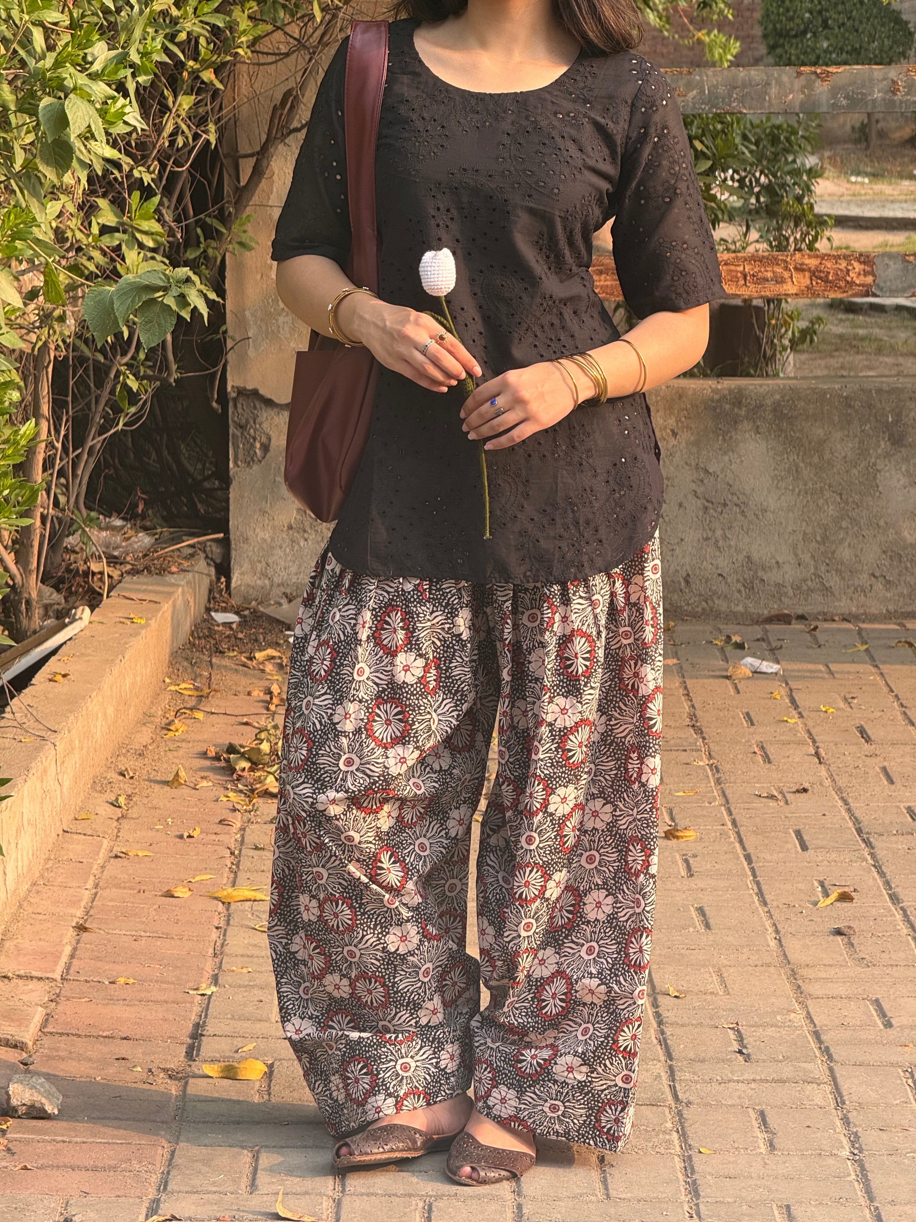 Black floral Printed Shalwar