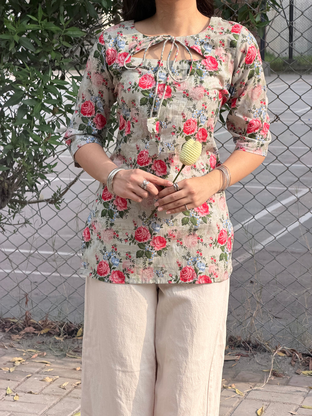 Sage floral kurti