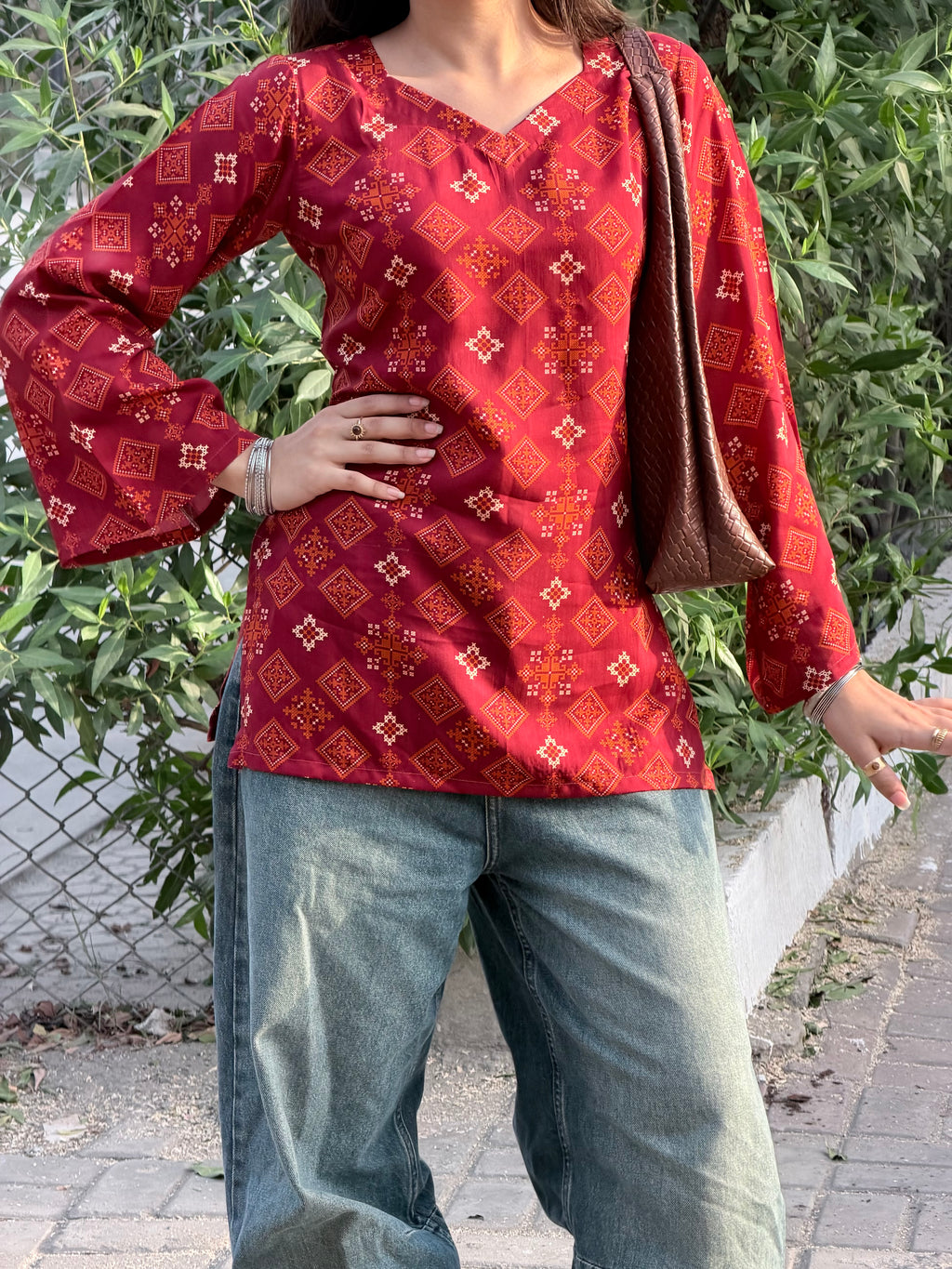 Ajrak Corset Kurti