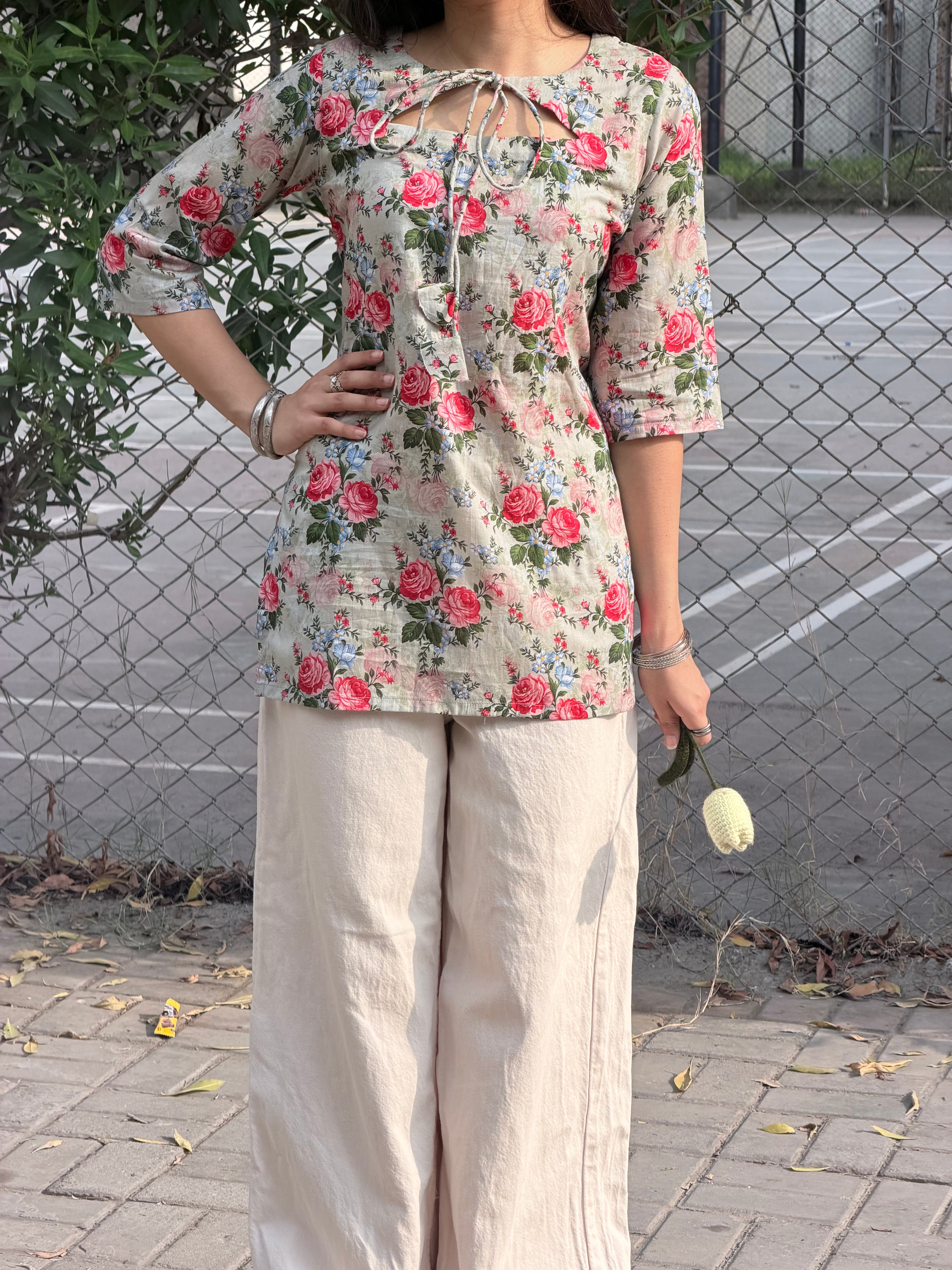 Sage floral kurti