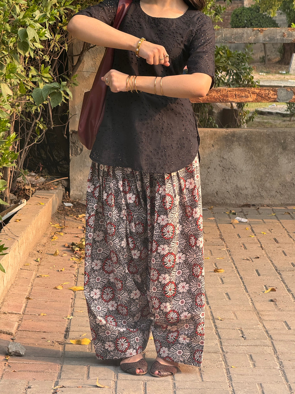 Black floral Printed Shalwar