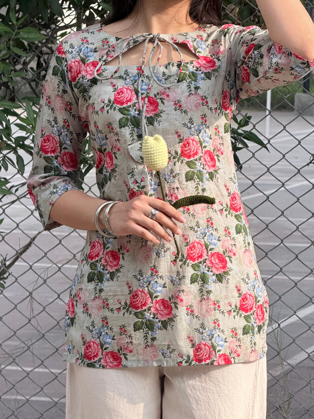 Sage floral kurti