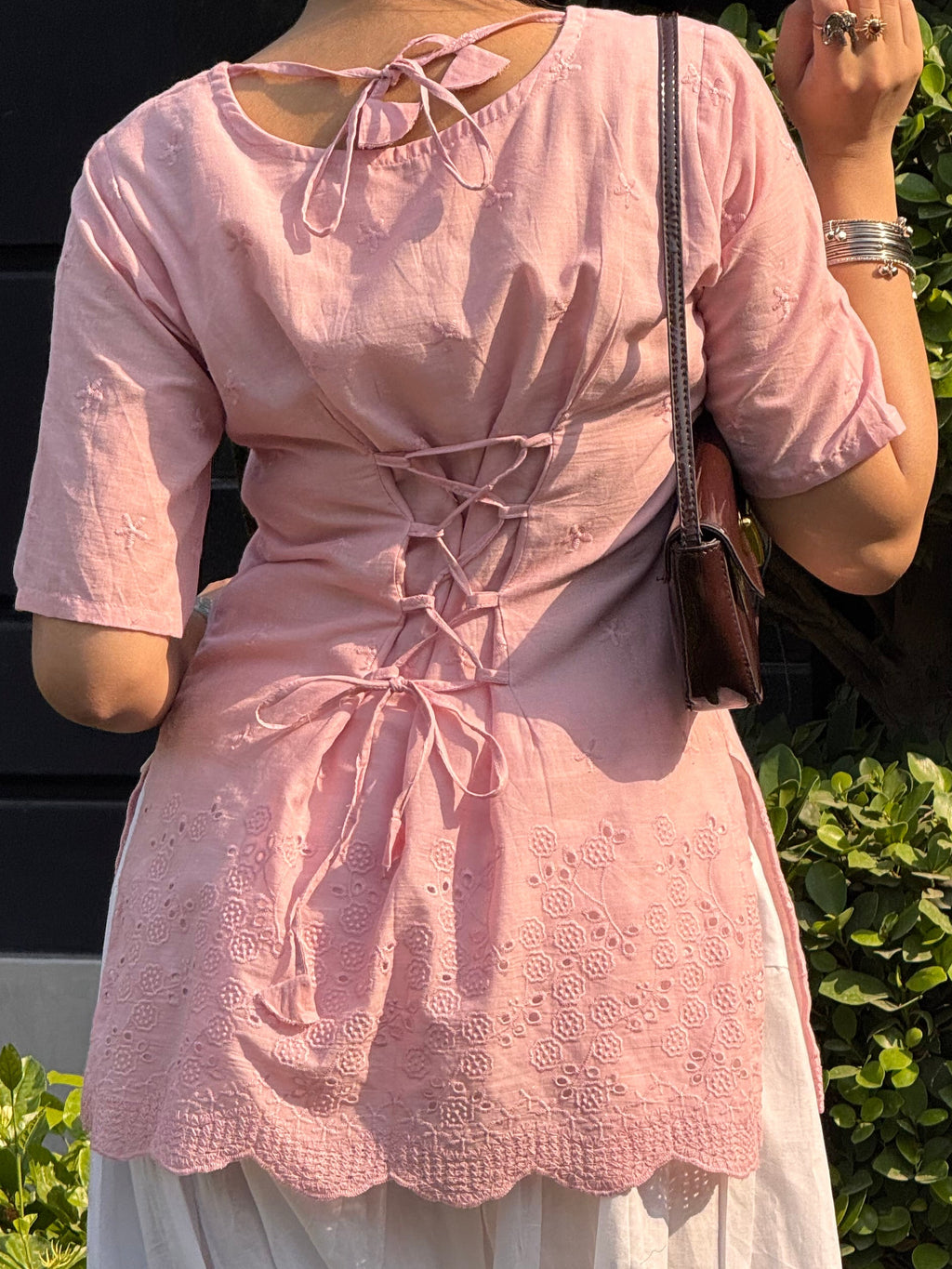 Baby pink Chicken kari kurti