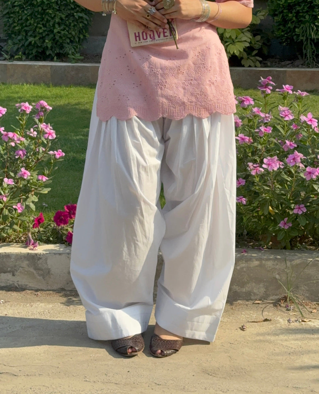 White Pleated Farshi Shalwar