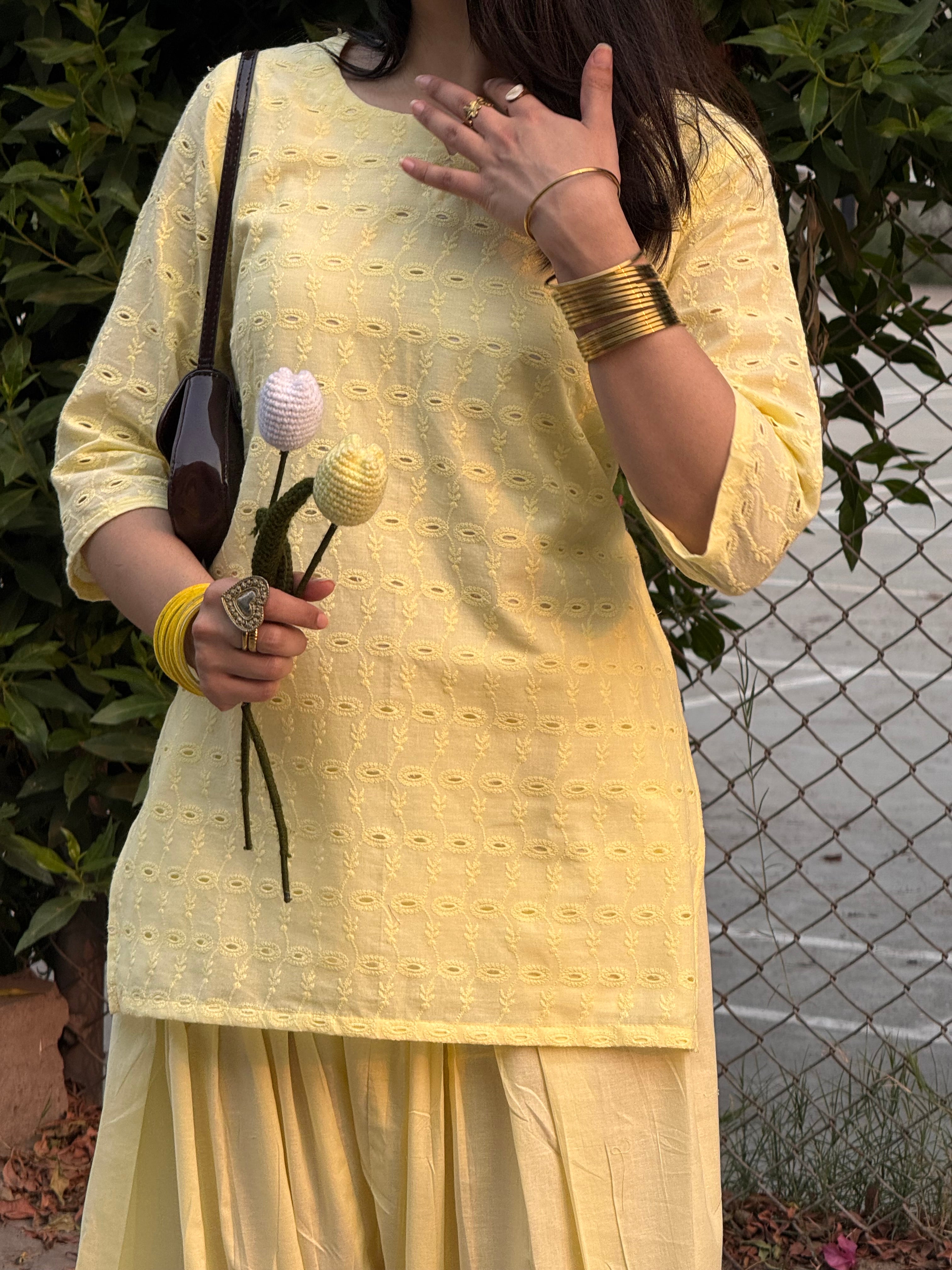 Butter yellow chicken kari kurti