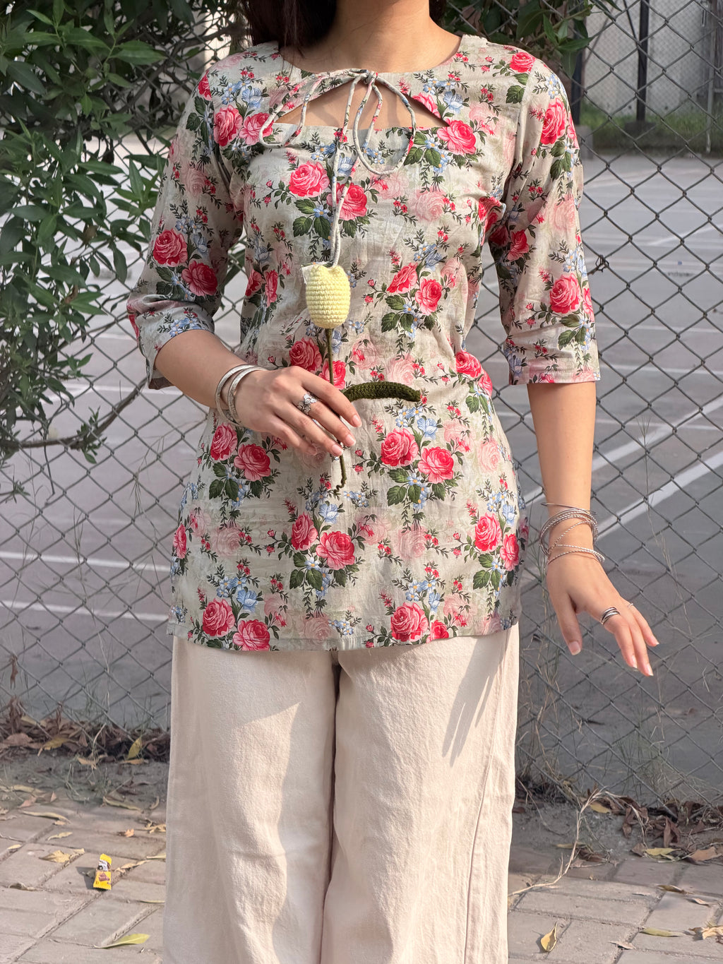 Sage floral kurti