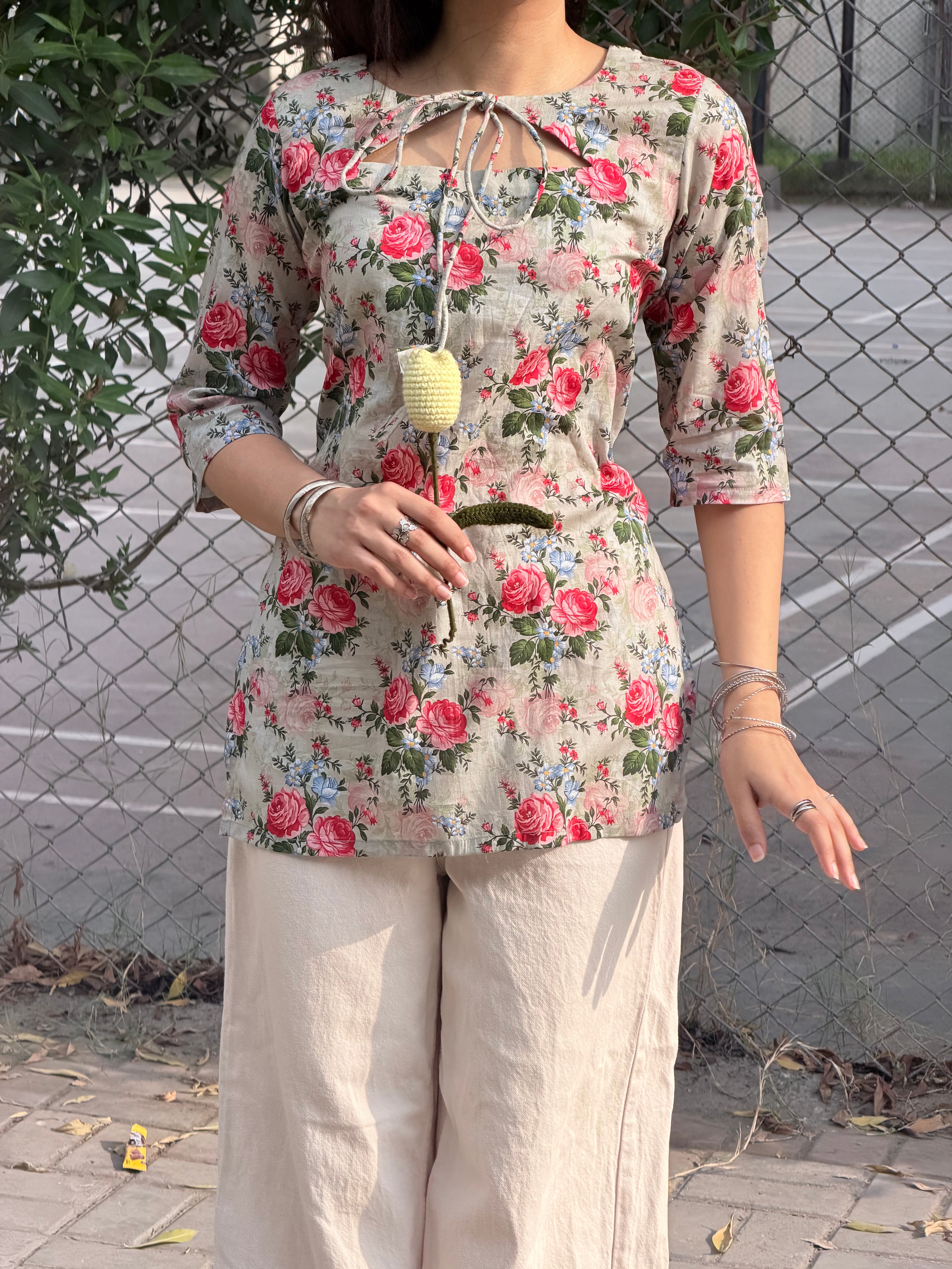 Sage floral kurti
