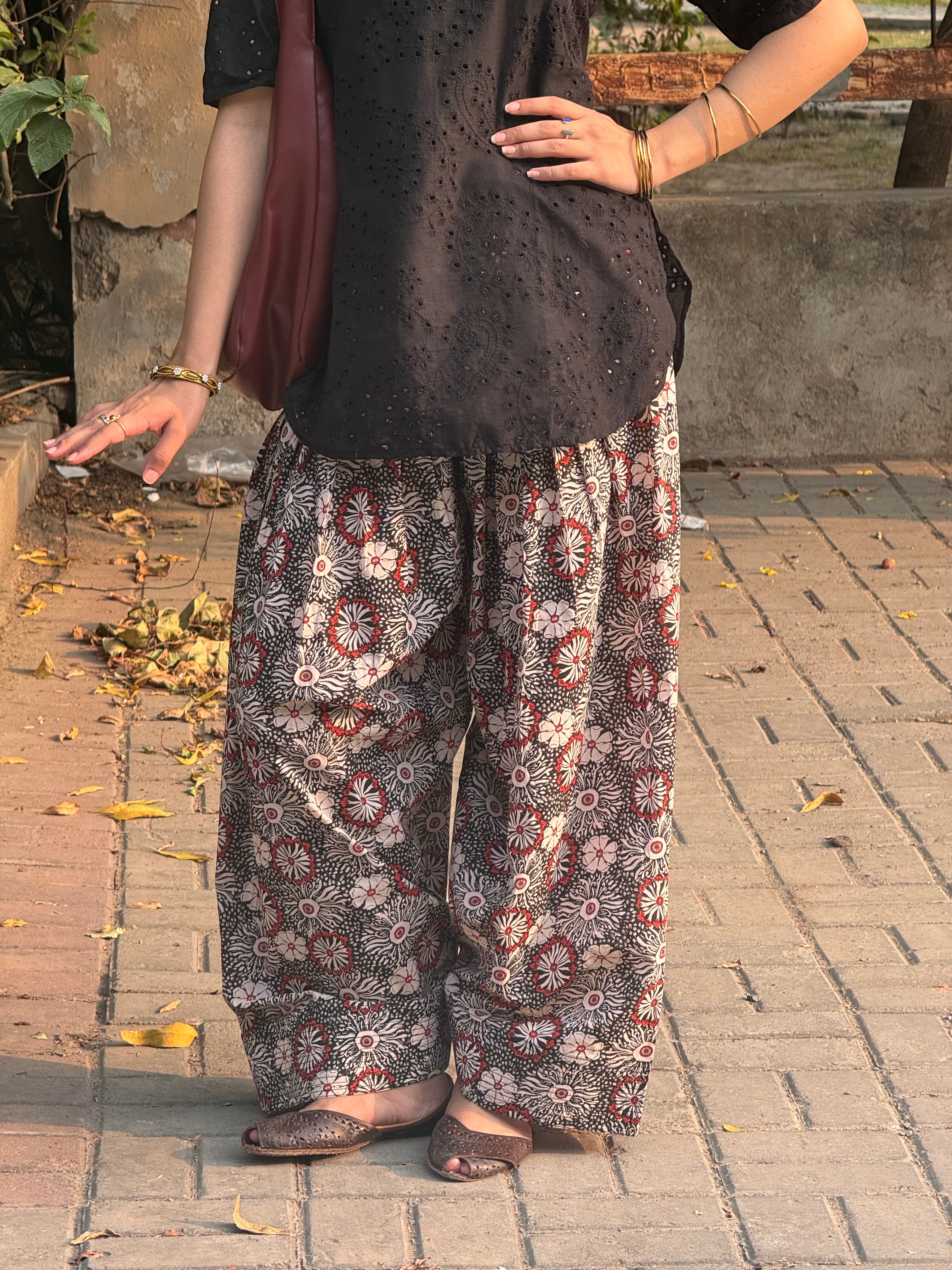 Black floral Printed Shalwar