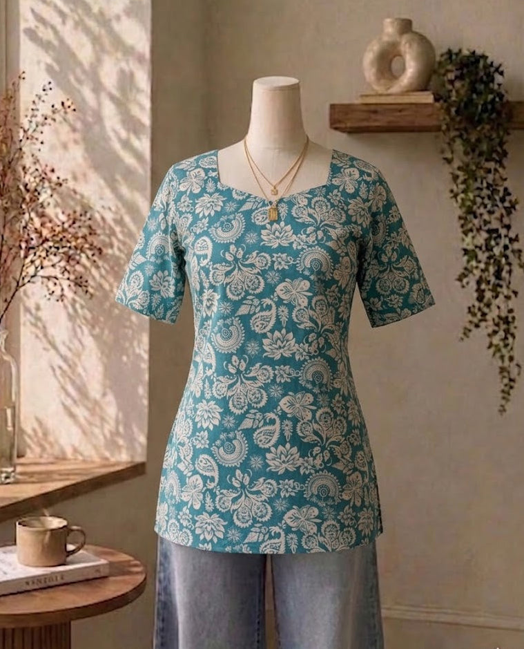 Sea green corset kurti