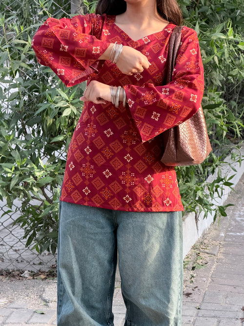 Ajrak Corset Kurti