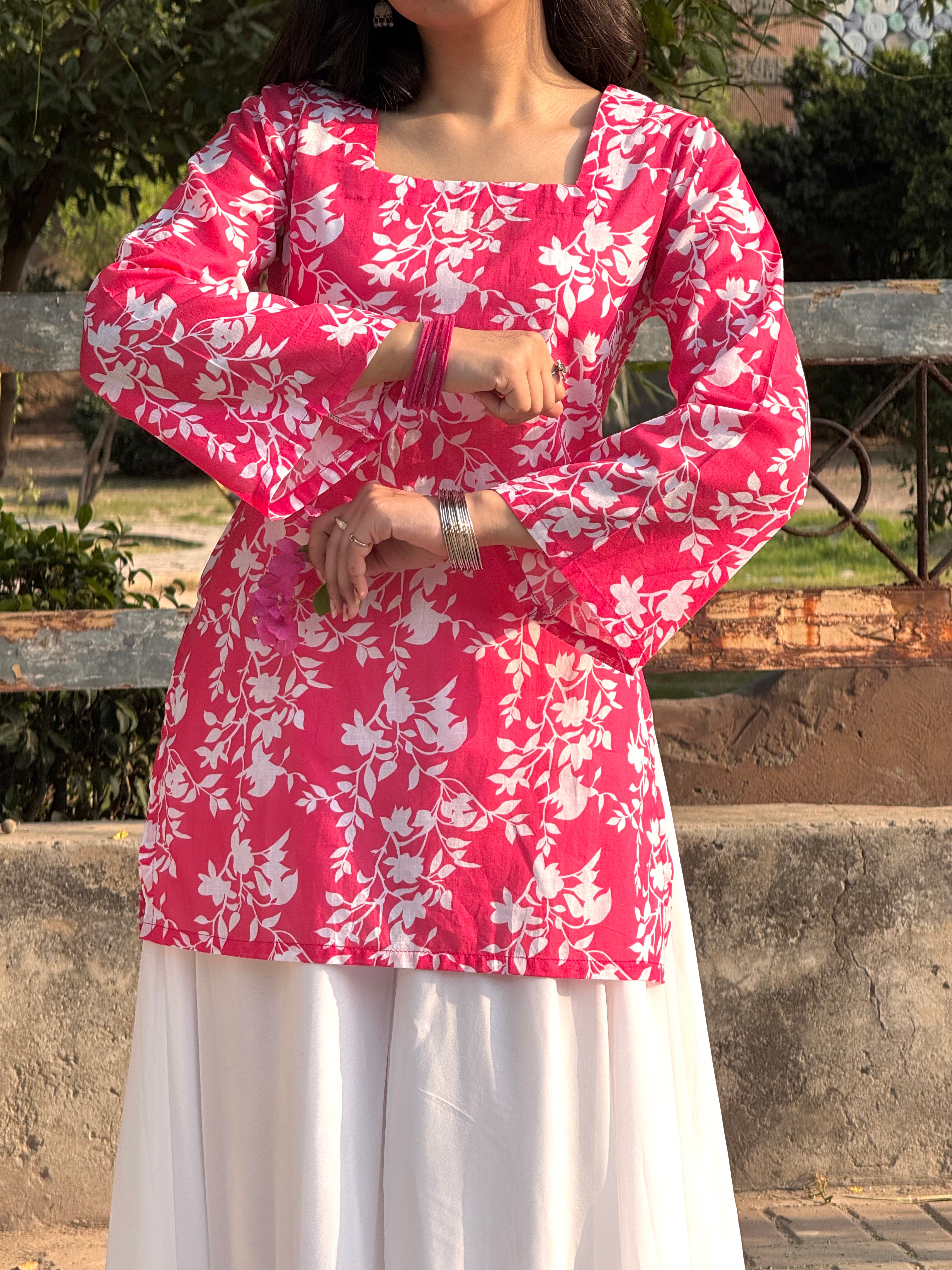 Pink Rose Corset kurti