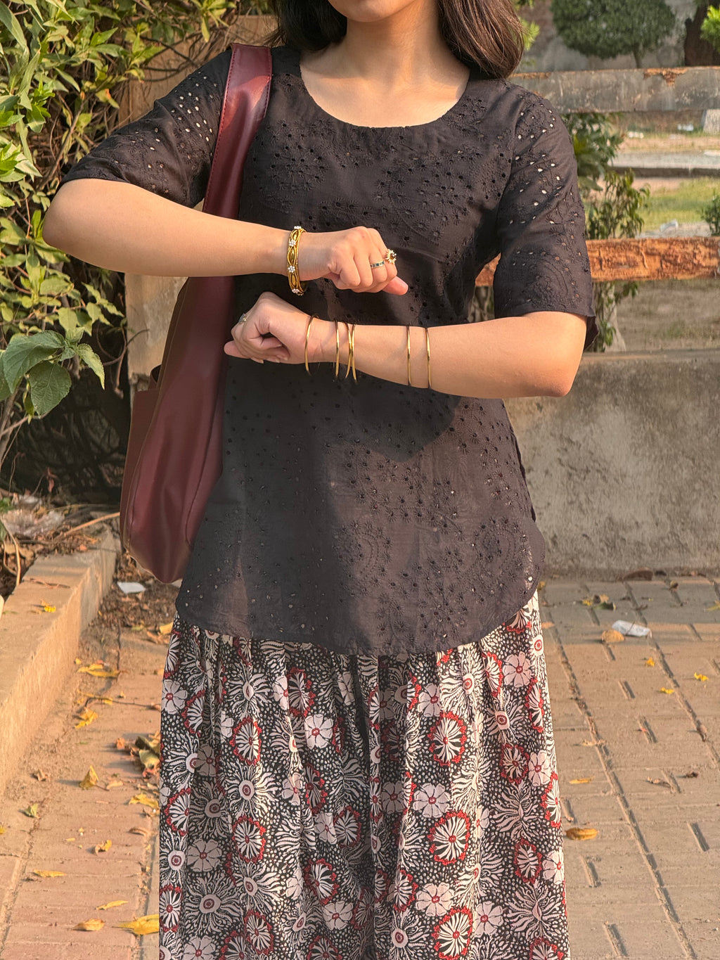 Black floral Printed Shalwar