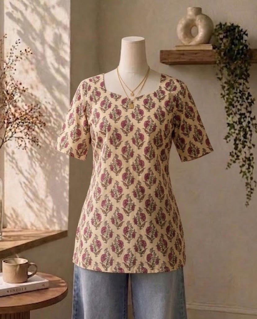 Beige corset kurti