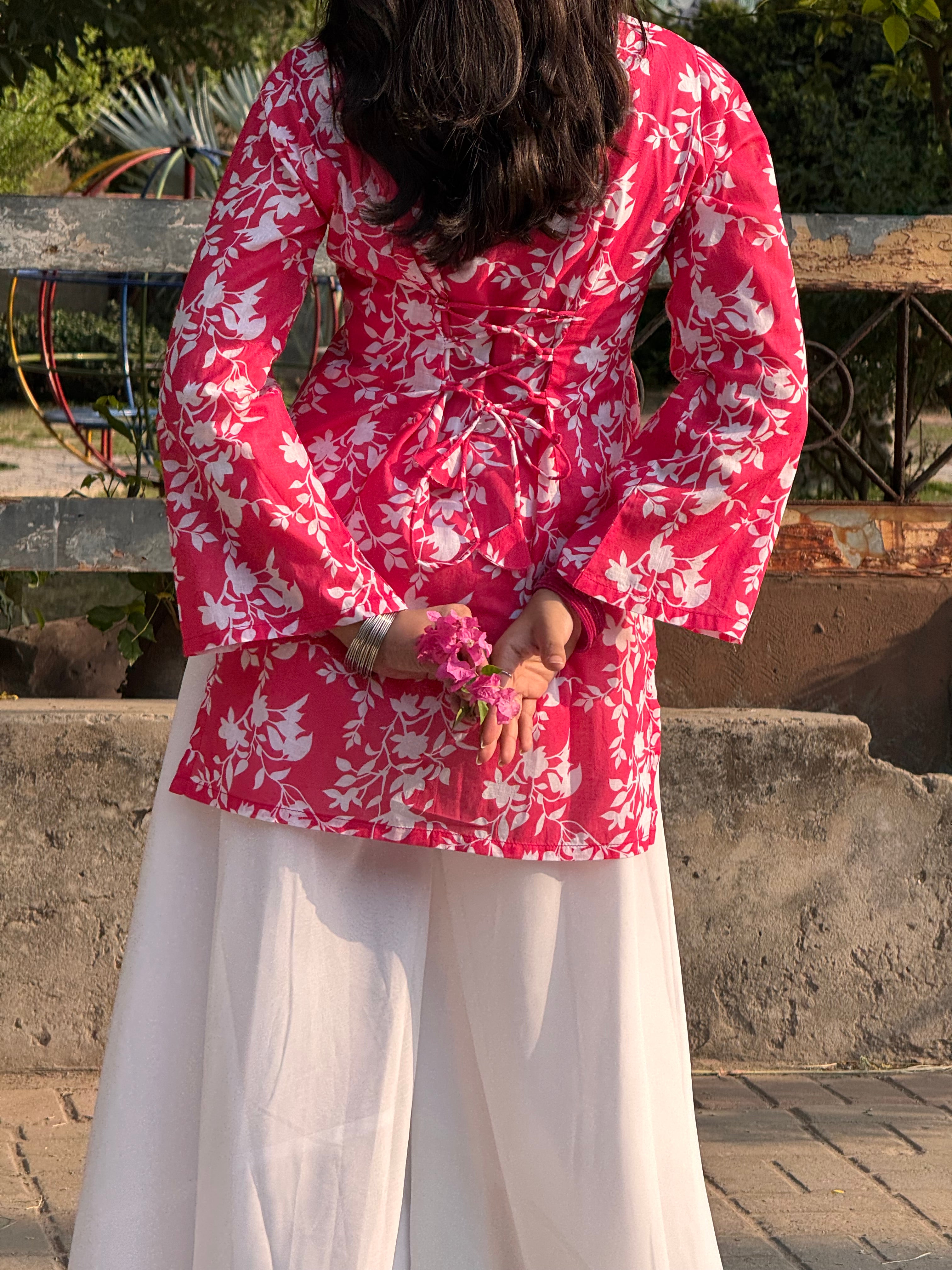 Pink Rose Corset kurti