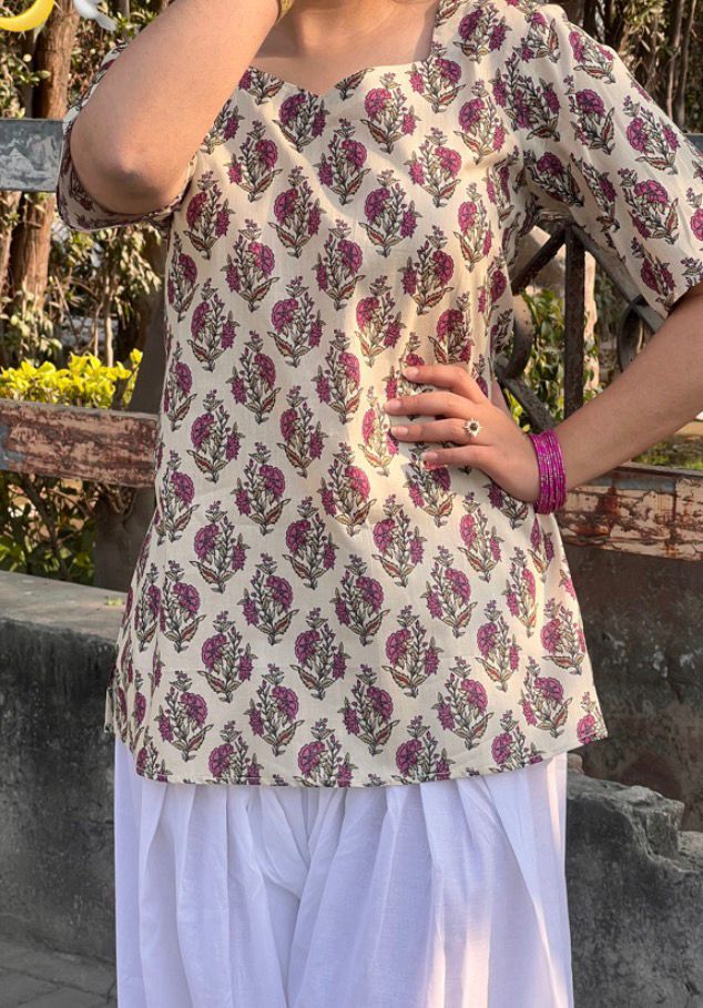 Beige corset kurti