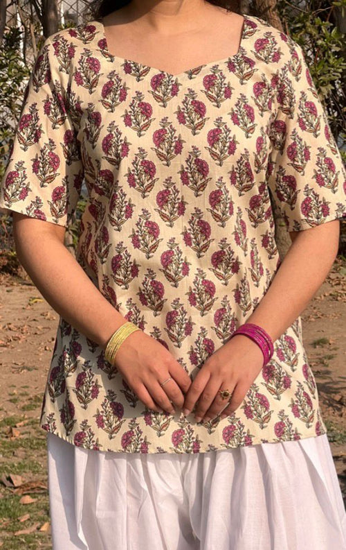 Beige corset kurti