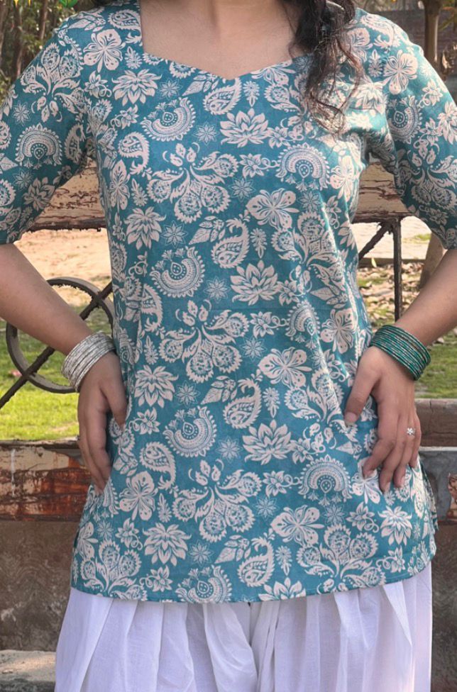 Sea green corset kurti