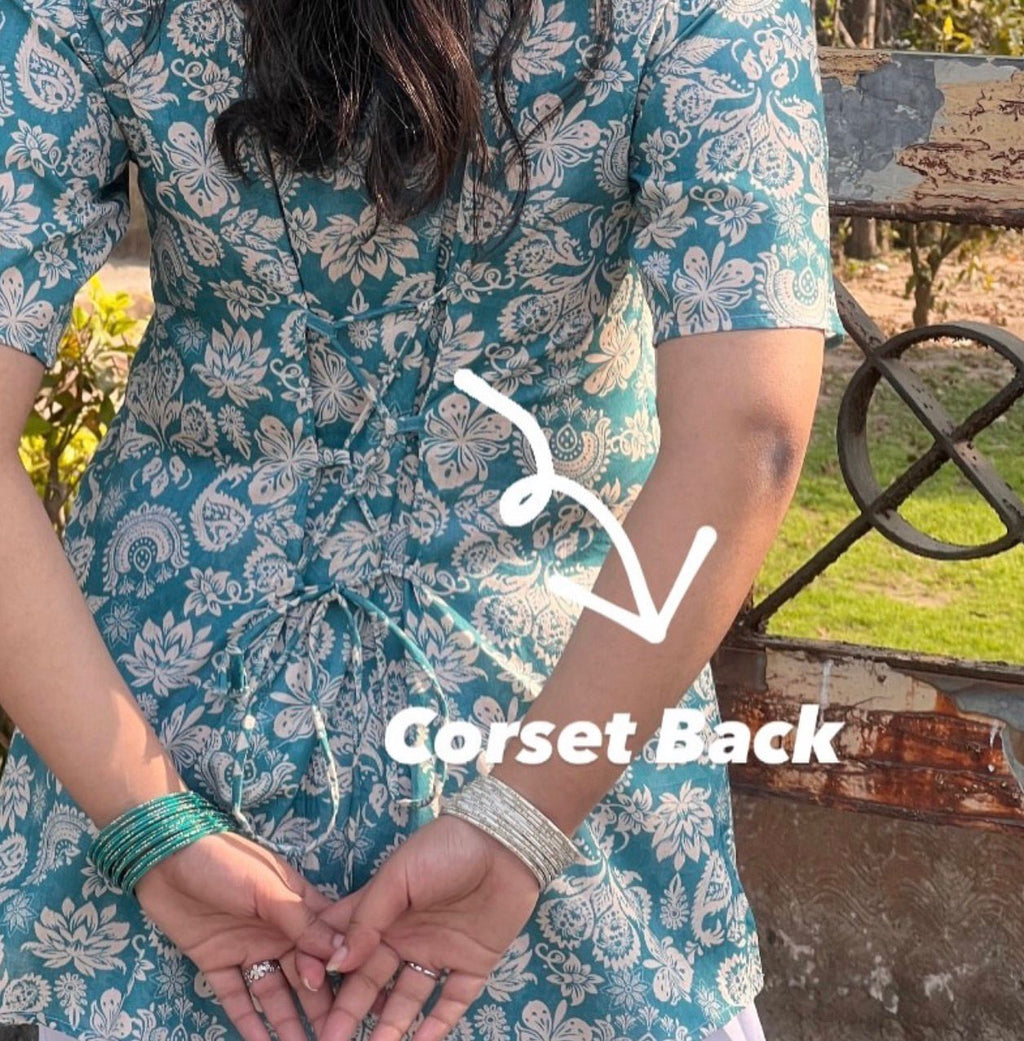 Sea green corset kurti