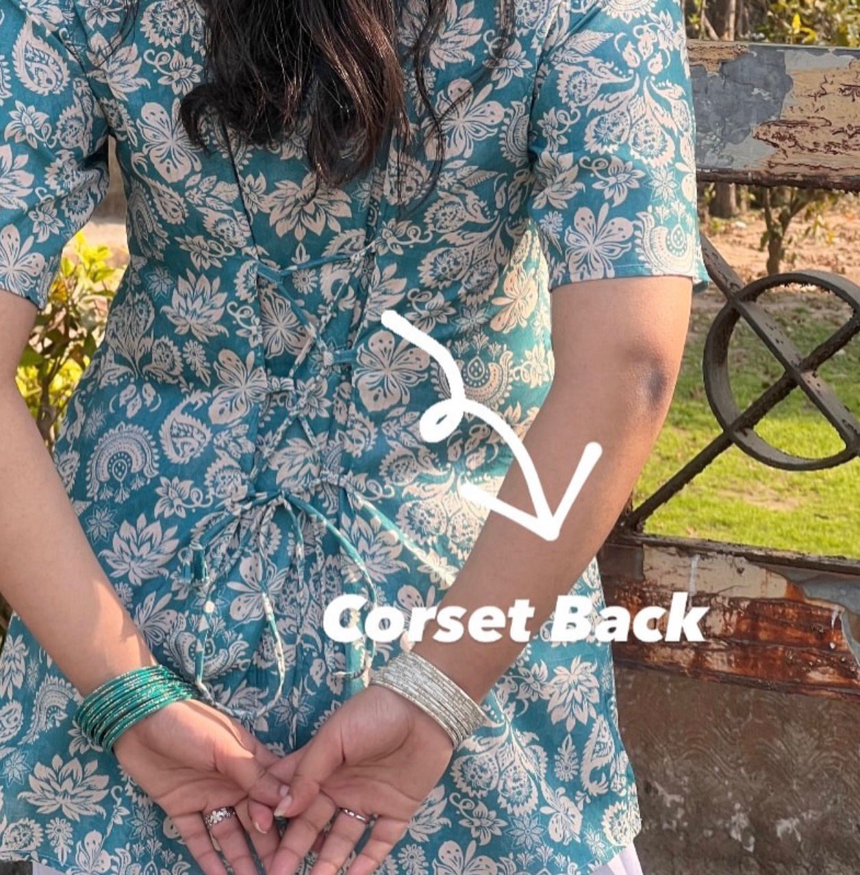 Sea green corset kurti
