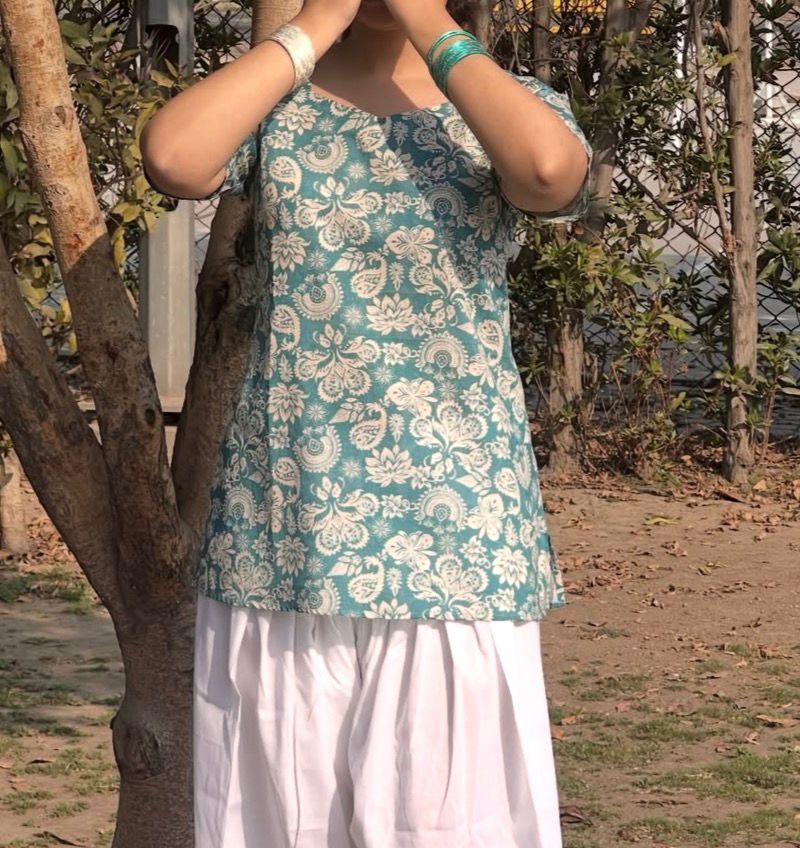 Sea green corset kurti
